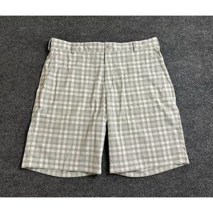 Nike Golf 10" Shorts Men‎ 36 Dri-FIT Plaid Flat Front Relaxed Chinos Stretch
